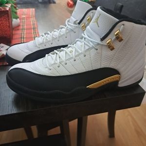 AIR JORDAN 12 RETRO "Royalty Taxi" white gold black MEN'S SIZE 12